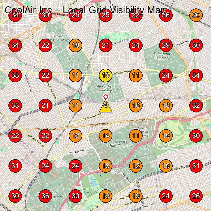 CoolAir Inc GeoGrid visibility map for Air Conditioning Contractor in Glendale
